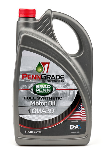 Penngrade Motor Oil BPO71700 Motor Oil, PennGrade 1, High Zinc, 0W20, Synthetic, 5 qt Jug, Each