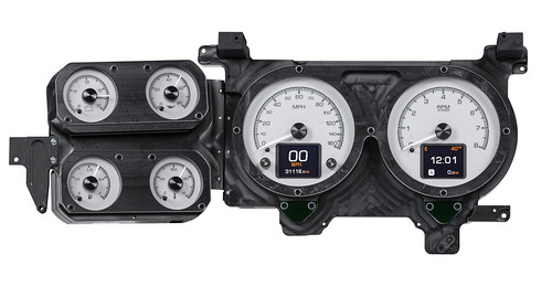 Dakota Digital HDX-73C-PU-S Gauge Kit, HDX, Electric, Analog, Fuel Level/Oil Pressure/Speedometer/Tachometer/Voltmeter/Water Temperature, Silver Face, GM Fullsize Truck 1973-87/SUV 1973-91, Kit