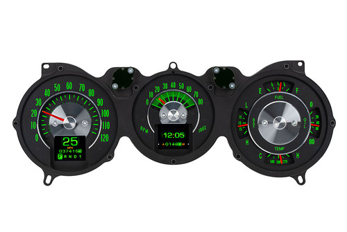 Dakota Digital RTX-64C-CVL-X Gauge Kit, RTX, Electric, Analog, Fuel Level/Oil Pressure/Speedometer/Tachometer/Voltmeter/Water Temperature, Black Face, GM A-Body 1964-65, Kit