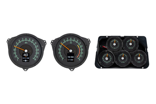 Dakota Digital RTX-68C-VET-X Gauge Kit, RTX, Electric, Analog, Fuel Level/Oil Pressure/Speedometer/Tachometer/Voltmeter/Water Temperature, Black Face, Chevy Corvette 1968-77, Kit