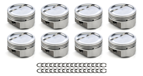 DSS Racing 8712-4060 Piston, E Series, Forged, Dish, 4.060 in. Bore, 1.425 in. Compression Height, 5/64 x 5/64 x 3/16 in. Ring Grooves, Minus 18.00 cc, Small Block Chevy, Set of 8
