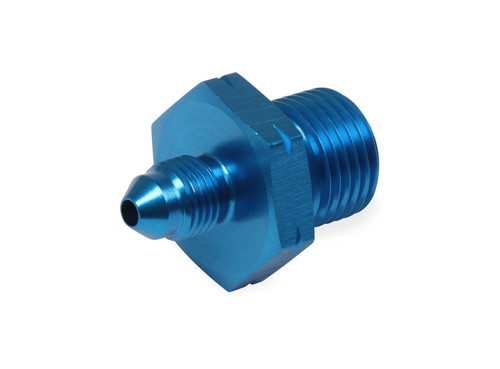 Earls 9919BFJERL Fitting, Adapter, Straight, 4 AN Male to 1/8 in. NPT Male, Aluminum, Blue Anodized, Oil Pressure Gauge, Each