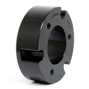 Fluidampr 400018 Dry Sump Adapter, 4.480 in. Diameter, 3 x 3.20 in. Bolt Pattern, Aluminum, Black Anodized, Ford PowerStroke, Ford Fullsize Truck 2011-26, Each