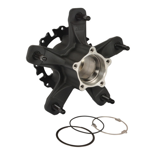 Joes Racing Products 25336-B Wheel Hub, Accelerator, Rear, Wide 5, Bearing Races Included, Wheel Studs, Aluminum, Black Paint, Each