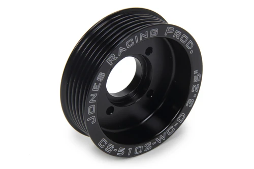 Jones Racing Products CS-5102-WC-D Crankshaft Pulley, Serpentine, 6-Rib, 3.25 in. Diameter, 1 in. Wide, 1 in. Mandrel, Dual Dowel, Aluminum, Black Anodized, Each