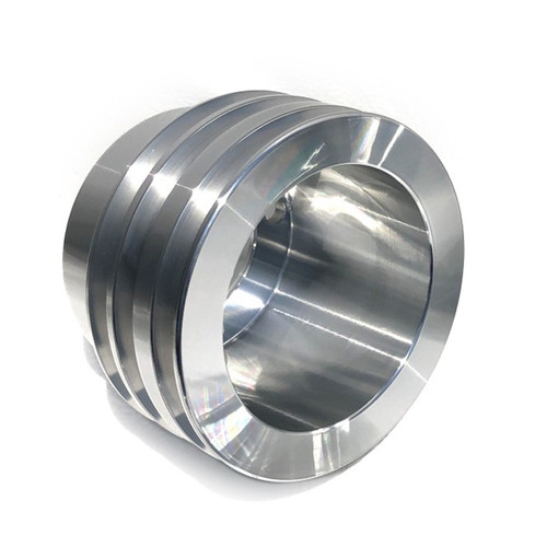 March Performance 1593 Crankshaft Pulley, V-Belt, 3 Groove, 5.5 in. Diameter, Aluminum, Clear Powder Coat, Small Block Ford 1965-69, Each