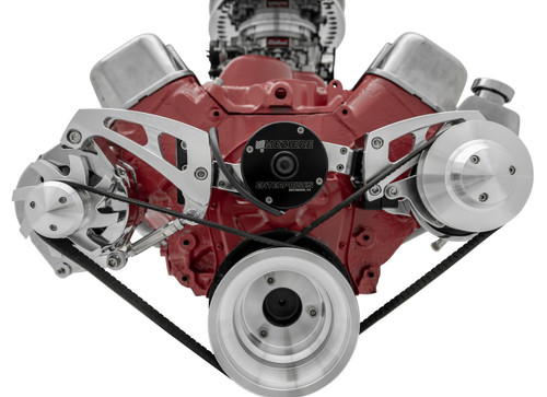 March Performance 22016 Pulley Kit, Ultra, 6-Rib Serpentine, Aluminum, Clear Powder Coat, Electric Water Pump, Small Block Chevy, Kit