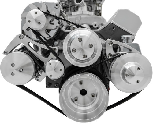 March Performance 23072 Pulley Kit, Ultra, 6-Rib Serpentine, Aluminum, Clear Powder Coat, Long Water Pump, Big Block Chevy, Kit