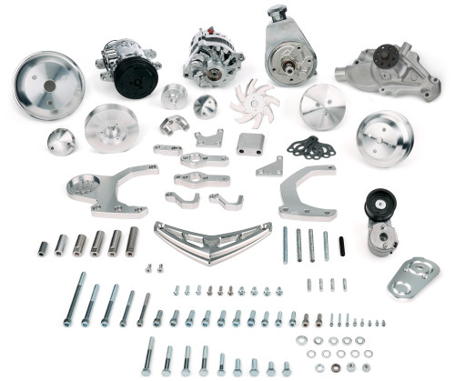March Performance 25455 Pulley Kit, Ultra Drive 2, 6-Rib Serpentine, Aluminum, Clear Powder Coat, Short Water Pump, Small Block Chevy, Each