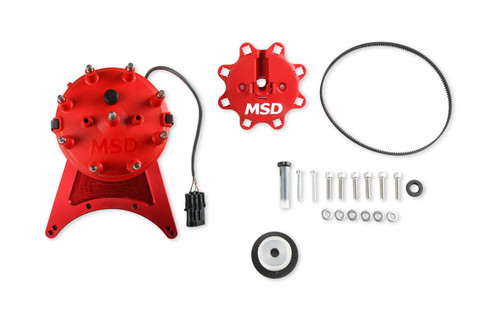 MSD Ignition 85201 Distributor, Pro Billet, Hall Effect, Mechanical Advance, HEI Style Terminal, Adjustable Cam Sync, Red, Big Block Chevy, Each