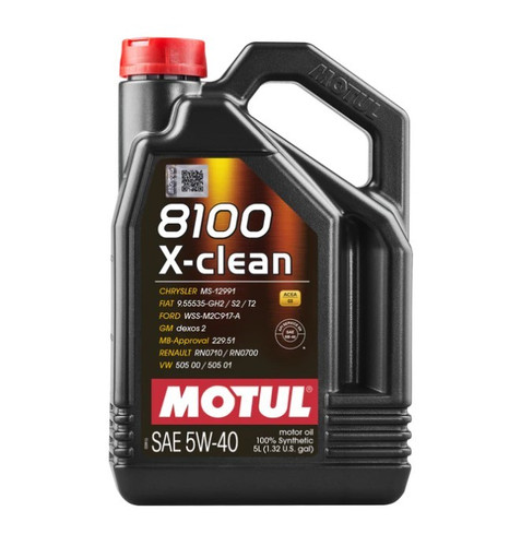 Motul USA MTL114859 Motor Oil, 8100 X-Clean, 5W40, Synthetic, 5 L Bottle, Each