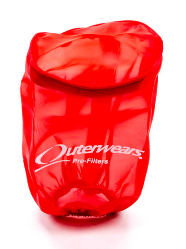 Outerwears 10-1010-03 Air Filter Wrap, Pre Filter, Round, 3.5 in. Diameter, 6 in. Tall, Top, Outerwears Logo, Polyester, Red, Each