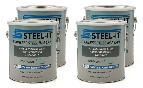 Steel-It CASE1051G Paint, Stainless Steel in. a Can, Urethane, Weldable, Non-Corrosive, Light Gray, 1 gal Can, Set of 4
