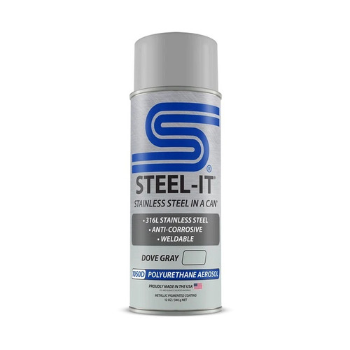 Steel-It FGAE1050D Paint, Stainless Steel in. a Can, Urethane, Weldable, Non-Corrosive, Dove Gray, 12 oz Aerosol, Each