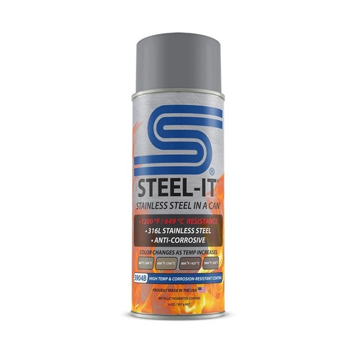 Steel-It FGAE5904B Paint, Stainless Steel in. a Can, Silicone, High Temperature, Anti-Corrosive, Gray, 14 oz Aerosol, Each