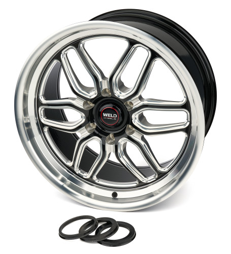 Weld Racing S15307084P13 Wheel, Laguna 6 Drag, 20 x 7 in, 4.500 in. Backspace, 6 x 5.50 in. Bolt Pattern, Aluminum, Black Paint/Machined Center, Machined Lip, Each