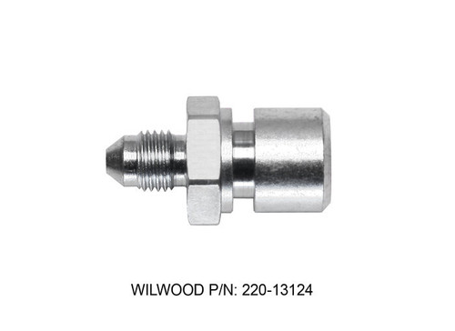 Wilwood 220-13124 Fitting, Adapter, Straight, 3 AN Male to 3/8-24 in. Inverted Flare Female, Steel, Zinc Oxide, Each