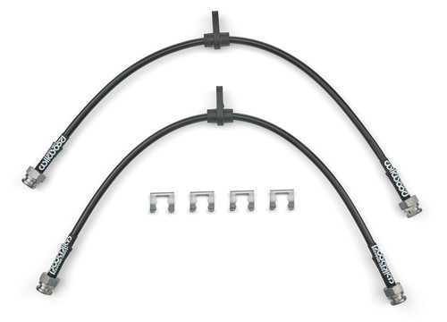 Wilwood 221-17395 Brake Hose Kit, Flexline, DOT, 20.5 in. Long, 3 AN Hose, 3 AN Female Inlet, 3 AN Female Outlet, Mounting Tabs/Hardware, Black Rubber Coated, Front, Mitsubishi Lancer 2009-16, Pair