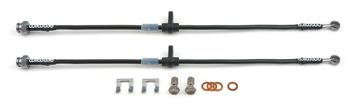 Wilwood 221-17399 Brake Hose Kit, Flexline, DOT, 20 in. Long, 3 AN Hose, 10 mm x 1.0 Inverted Flare Inlet, 10 mm Banjo Outlet, Mounting Tabs/Washers/Hardware, Black Rubber Coated, Front, Honda Accord 1998-2007, Pair