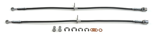 Wilwood 221-17405 Brake Hose Kit, Flexline, DOT Approved, 23.75 in. Long, 3 AN Hose, 3 AN Female Inlet, 10 mm Banjo Outlet, Washers/Clips/Hardware, Black Rubber Coated, Front, Scion TC 2005-10, Pair
