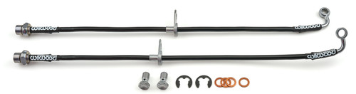 Wilwood 221-17407 Brake Hose Kit, Flexline, DOT, 18.75 in. Long, 3 AN Hose, 10 mm x 1.0 Inverted Flare Inlet, 10 mm Banjo Outlet, Washers/Clips/Hardware, Black Rubber Coated, Front, Toyota 2005-2015, Pair