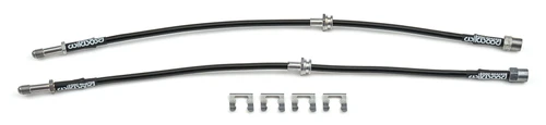 Wilwood 221-17413 Brake Hose Kit, Flexline, DOT Approved, 21 in. Long, 3 AN Hose, 3 AN Female Inlet, 3 AN Male Outlet, Tabs Included, Black Rubber Coated, Rear, BMW 330 Ci/M3 2001-06, Pair