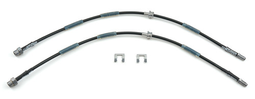 Wilwood 221-17417 Brake Hose Kit, Flexline, DOT Approved, 25.125 in. Long, 3 AN Hose, 3 AN Female Inlet, 10 mm x 1.0 Bubble Flare Outlet, Tabs, Black Rubber Coated, Front, BMW X5 2007-17, Pair
