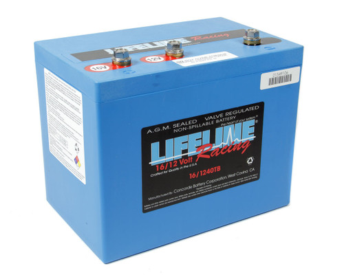 Lifeline 16/1240TB 12/16V Race Battery, 950 Cranking Amps, AGM, Threaded Top, Each