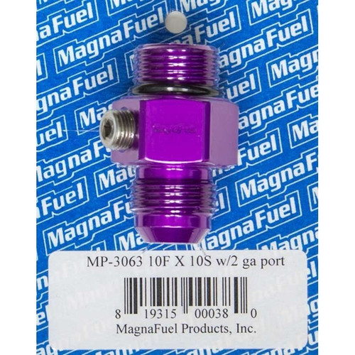 MagnaFuel MP-3063 -10 AN O-Ring to -10 AN Male Straight Adapter Fitting, Gauge Port, Purple