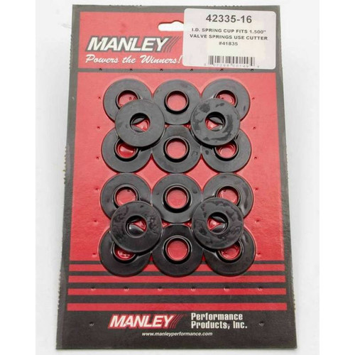 Manley 42364-16 Valve Spring Locators, .062 Thick, .057 in. ID, .64 in. Spring ID, Steel, Set of 16
