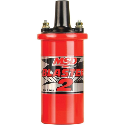 MSD 8202 Blaster 2 Ignition Coil, Round Canister, 45000V, Red, Female, 0.7 ohm, Each