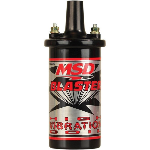 MSD 8222 Blaster High Vibration Ignition Coil, Round Canaster, Black, Epoxy Filled, Female Socket, Each