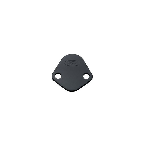 Ford Racing 302-291 Ford 289-351W Fuel Pump Block-Off Plate Black Crinkle with Ford Oval