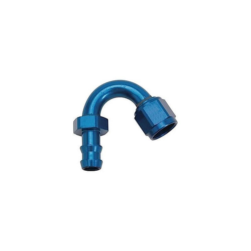 Redhorse 2150-08-1 Hose Barb Fitting, -8 AN Female to Push Lock, 150 Degree, Blue