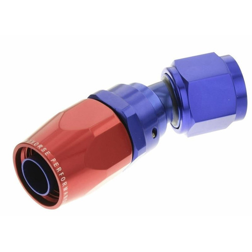 Redhorse 1030-16-1 -16 30 Degree Hose End, Aluminum, Swivel, Red/Blue