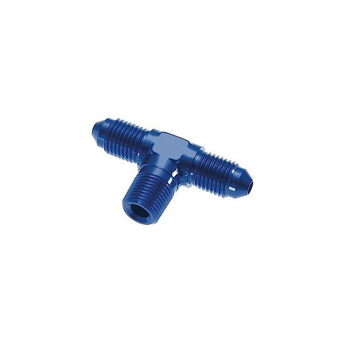 Redhorse 825-04-02-1 Tee Fitting, Two -4 AN, One 1/8 NPT Male, Aluminum, Blue