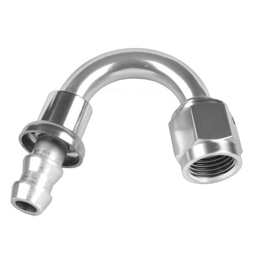 Redhorse 2150-06-5 Hose Barb Fitting, -6 AN Female to Push Lock, 150 Degree, Clear