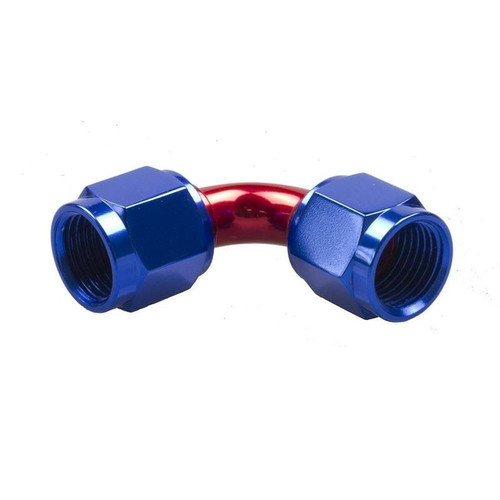 Redhorse 8190-12-1 Coupler, -12 AN, 90 degree, Swivel, Aluminum, Blue/Red Anodized