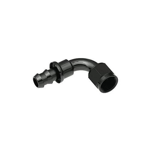 Redhorse 2090-08-2 Hose Barb Fitting, -8  AN Female to Push Lock, 90 Degree, Black