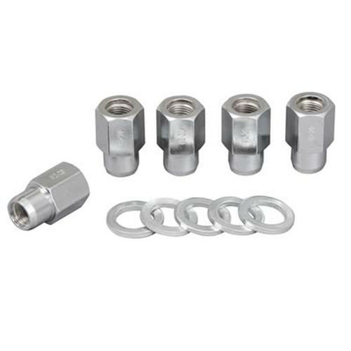 Weld 601-1454 Lug Nut, 7/16-20 in. 13/16 in. Shank, Open End, Washers, Steel, Chrome, Set of 5