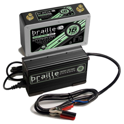 Braille BRBB169LC 16V Lithium-ion Battery and Rapid Charger, 950 Pulse Cranking Amps, Threaded Terminals, Kit