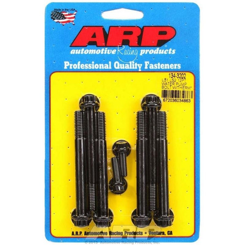 ARP 134-3202 LS, Water Pump Bolts, 12-Point, w/ Washers, Chromoly, Black Oxide, Kit