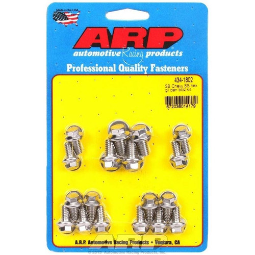 ARP 434-1802 SB Chevy, Oil Pan Bolt Kit, Hex Head, Stainless Steel, Polished