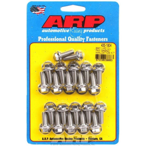 ARP 435-1804 BB Chevy, Oil Pan Bolt Kit, Hex Head, Stainless Steel, Polished