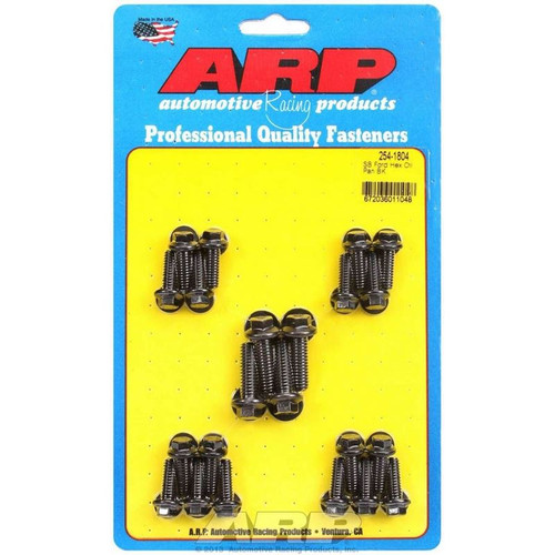 ARP 254-1804 Small Block Ford, Oil Pan Bolt Kit, Hex Head, Chromoly, Black Oxide