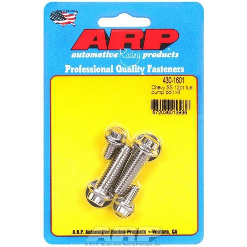 ARP 430-1601 BB Chevy, Fuel Pump Bolt Kit, 12-Point, Stainless Steel, Polished