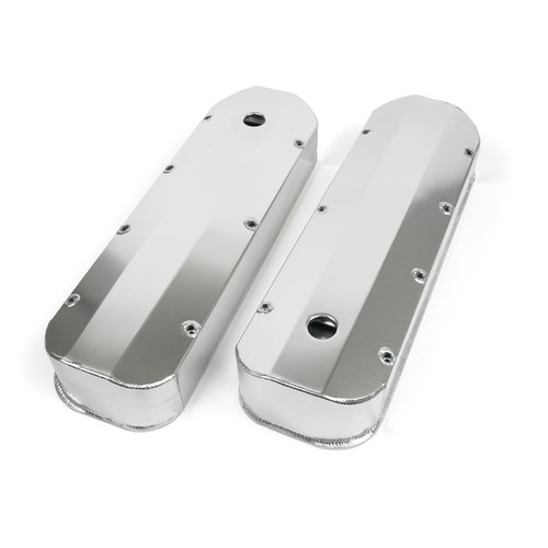 TSP JM8092-7CA Chevy Big Block Long Bolt Fabricated Aluminum Valve Covers w/ Breather Holes Clear