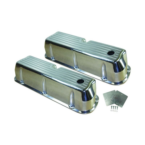 TSP SP8441 Ford Small Block Ball Milled Tall Polished Aluminum Valve Covers