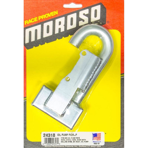 Moroso 24318 SB Chevy, Oil Pump Pickup, 6.875 in. Deep Pan, Press fit/Bolt=on