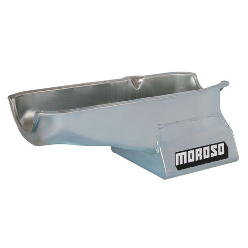 Moroso 20200 SBC Street/Strip Oil Pan, Rear Sump, 7 Quarts, Steel, Zinc